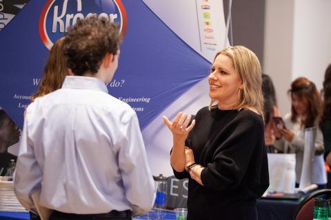 Tina Ford of Kroger meets students at the 2019 Fall Career Fair